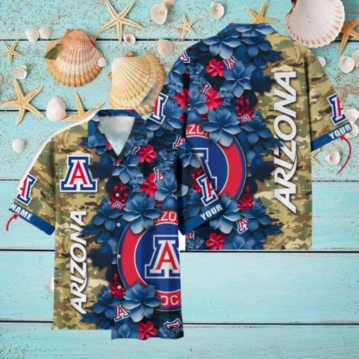 Arizona Wildcats Custom Name Personalized Camo Flower Pattern Hawaiian Shirt