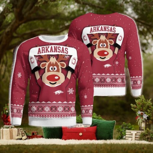 Arkansas Razorbacks Cute Reindeer Ugly Christmas Sweater Christmas Party Gift