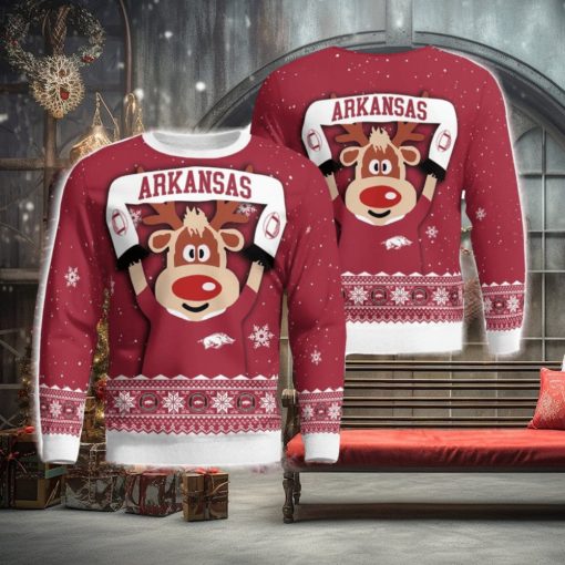 Arkansas Razorbacks Cute Reindeer Ugly Christmas Sweater Christmas Party Gift