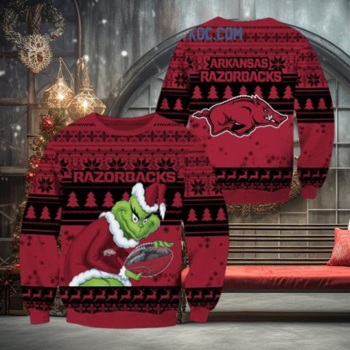 Arkansas Razorbacks Grinch NCAA Christmas Ugly Sweater