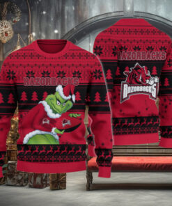 Arkansas Razorbacks Grinch Ugly Christmas Sweater