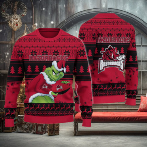 Arkansas Razorbacks Grinch Ugly Christmas Sweater