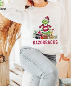 Arkansas Razorbacks Grinch and Max dog funny Christmas shirt