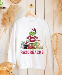 Arkansas Razorbacks Grinch and Max dog funny Christmas hoodie, sweater, longsleeve, shirt v-neck, t-shirt