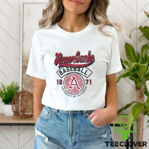 Arkansas Razorbacks Ivory Baseball Logo T Shirt