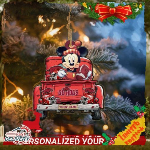 Arkansas Razorbacks Mickey Mouse Ornament Personalized Your Name Sport Home Decor