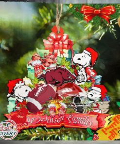 Arkansas Razorbacks Snoopy Christmas NCAA Ornament Personalized Your Family Name