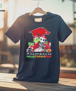 Arkansas Razorbacks T Shirt Grinch Jack Skellington Hallothanksmas