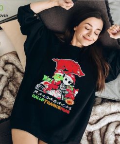 Arkansas Razorbacks T Shirt Grinch Jack Skellington Hallothanksmas