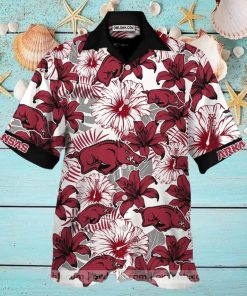 Arkansas Razorbacks White And Dark Red Flowers Hawaiian Shirt