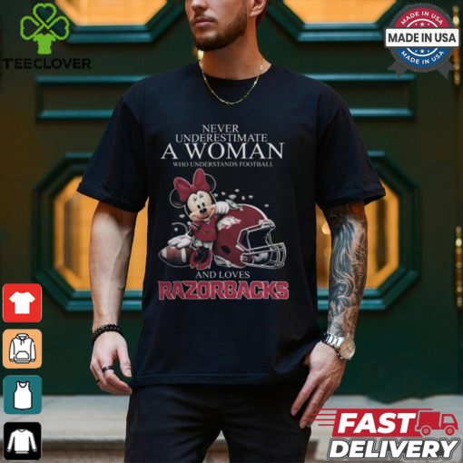 Arkansas Razorbacks x Minnie Mouse Never Underestimate A Woman Who Understands Football And Loves Shirt