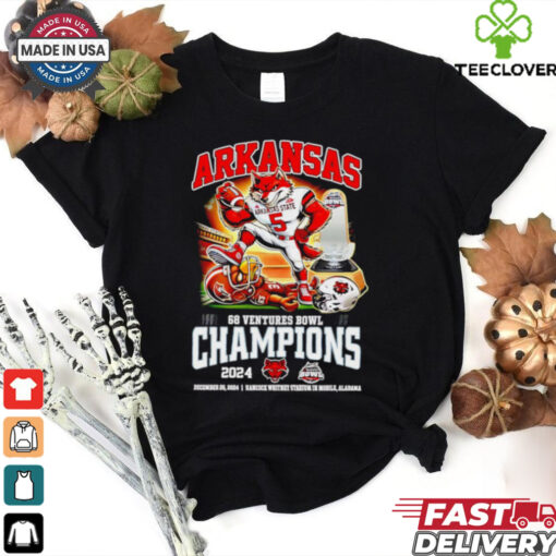 Arkansas State Red Wolves 2024 68 Ventures Bowl Champions mascot shirt