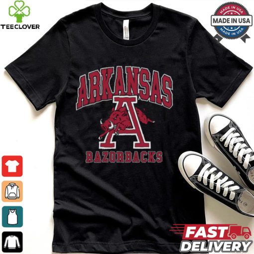 Arkansas razorbacks black classic oversized logo short sleeve fashion t shirt