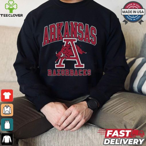 Arkansas razorbacks black classic oversized logo short sleeve fashion t shirt