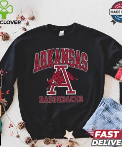 Arkansas razorbacks black classic oversized logo short sleeve fashion t shirt