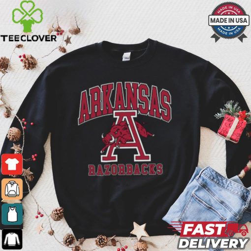 Arkansas razorbacks black classic oversized logo short sleeve fashion t shirt