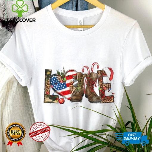 Army Christmas Love Veteran Boots Merry Christmas T Shirt