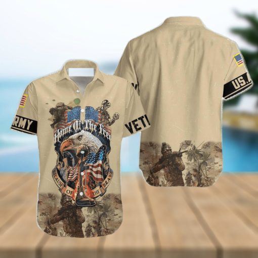 Army Veteran Home Of The Free Hawaiian Shirt