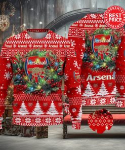 Arsenal FC Premier League Laurel Wreath Ugly Christmas Sweater