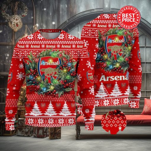 Arsenal FC Premier League Laurel Wreath Ugly Christmas Sweater