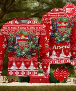 Arsenal FC Premier League Laurel Wreath Ugly Christmas Sweater