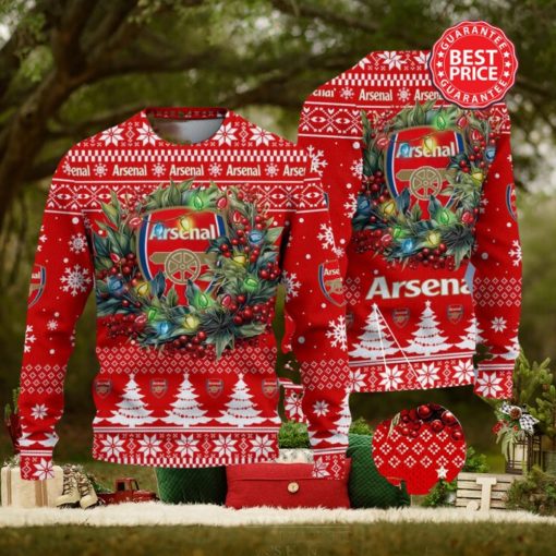 Arsenal FC Premier League Laurel Wreath Ugly Christmas Sweater