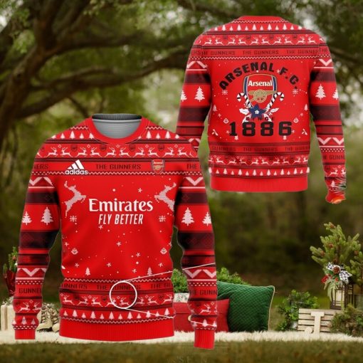 Arsenal FC Red Est 1886 Ugly Christmas Sweater Design Sweatshirt For Fans Gift