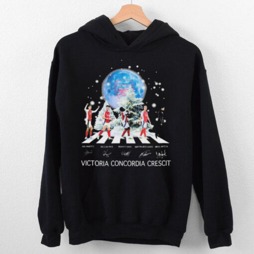 Arsenal Victoria Concordia Crescit Christmas 2024 Signatures hoodie, sweater, longsleeve, shirt v-neck, t-shirt