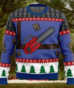 Ash J Williams Chainsaw Weave Dead by Daylight Ugly Christmas Sweater