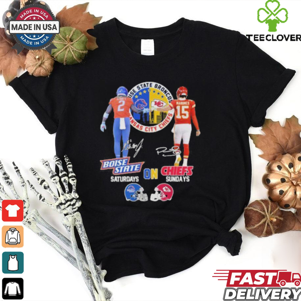 Ashton Jeanty Boise State On Saturdays X Patrick Mahomes Kansas City On Sundays Shirt Ashton Jeanty Boise State On Saturdays X Patrick Mahomes Kansas City On Sundays Shirt