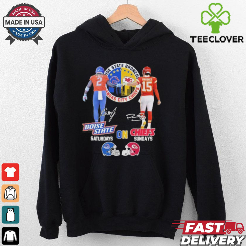 Ashton Jeanty Boise State On Saturdays X Patrick Mahomes Kansas City On Sundays Shirt Ashton Jeanty Boise State On Saturdays X Patrick Mahomes Kansas City On Sundays Shirt