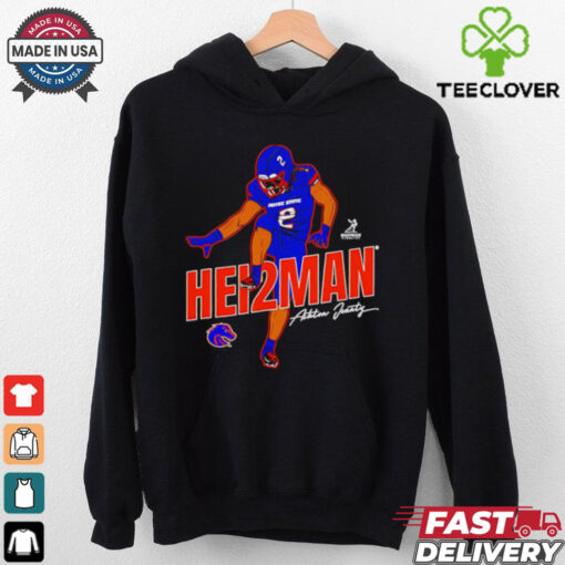 Ashton Jeanty Heisman Boise State Broncos cartoon signature shirt