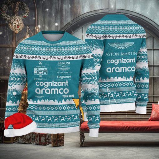 Aston Martin Cognizant F1 Team Custom Name Ugly Sweater Gift For Christmas