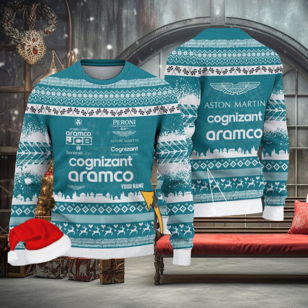 Aston Martin Cognizant F1 Team Custom Name Ugly Sweater Gift For Christmas Aston Martin Cognizant F1 Team Custom Name Ugly Sweater Gift For Christmas