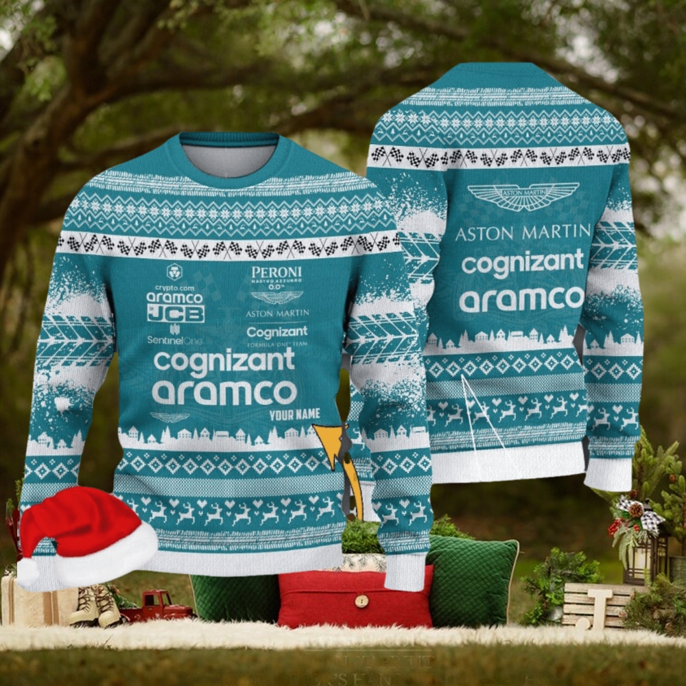 Aston Martin Cognizant F1 Team Custom Name Ugly Sweater Gift For Christmas Aston Martin Cognizant F1 Team Custom Name Ugly Sweater Gift For Christmas