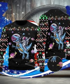 Astronauts Ride A T Rex In Space With The Planet Ugly Christmas Sweater Special Gift For Men Women