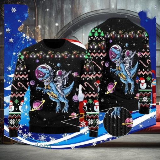 Astronauts Ride A T Rex In Space With The Planet Ugly Christmas Sweater Special Gift For Men Women