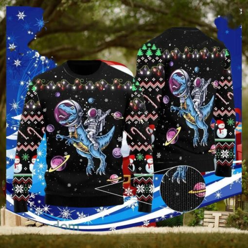 Astronauts Ride A T Rex In Space With The Planet Ugly Christmas Sweater Special Gift For Men Women