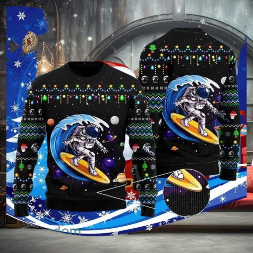 Astronauts Surf On A Surfboard In Space Ugly Christmas Sweater Special Gift For Men Women
