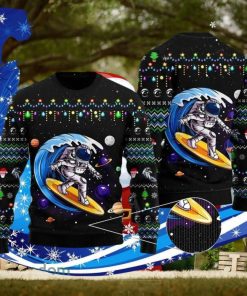 Astronauts Surf On A Surfboard In Space Ugly Christmas Sweater Special Gift For Men Women