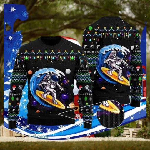 Astronauts Surf On A Surfboard In Space Ugly Christmas Sweater Special Gift For Men Women