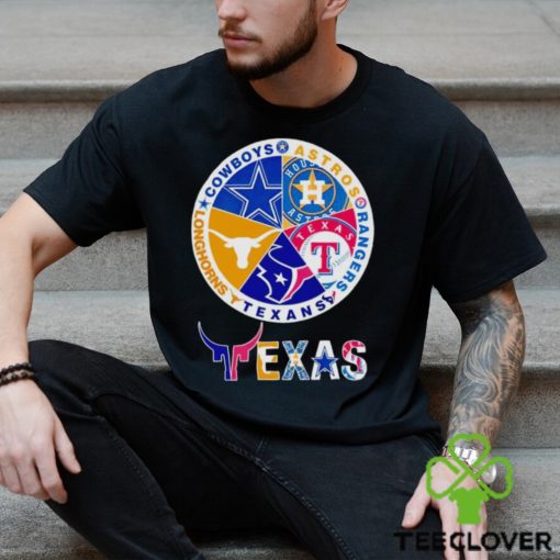 Astros Rangers Texans Longhorns Cowboys Texas logo shirt