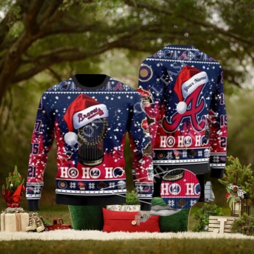 Atlanta Braves 2023 World Series Champions Ho Ho Ho 3D Ugly Christmas Sweater Jumper