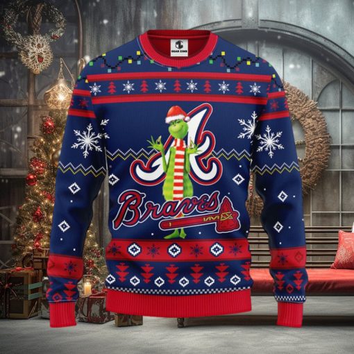 Atlanta Braves Funny Grinch Christmas Ugly Sweater