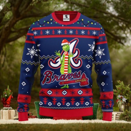 Atlanta Braves Funny Grinch Christmas Ugly Sweater