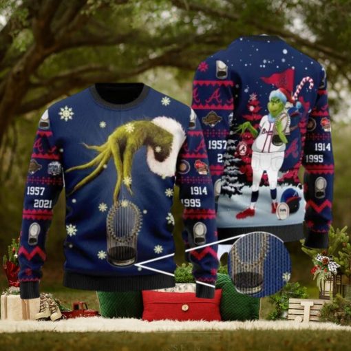 Atlanta Braves Grinch World Series Champions Ugly Christmas Sweater