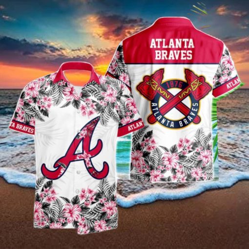 Atlanta Braves Hibiscus Plumeria Flower 3D Printed Hawaiian Shirt