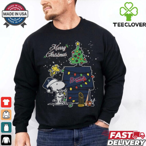 Atlanta Braves Merry Christmas With Snoopy Baby T Shirt