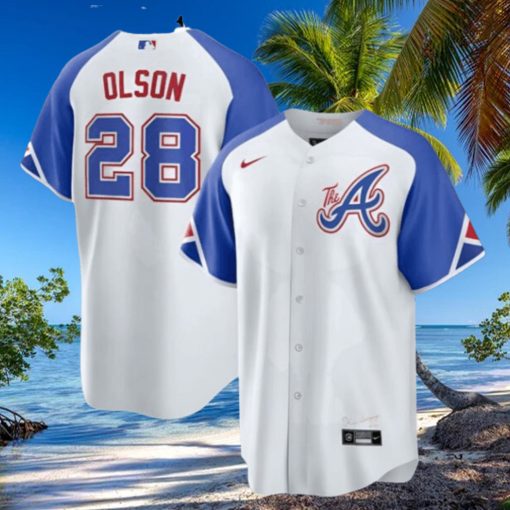 Atlanta Braves Nike Official Replica City Connect Jersey Mens Olson 28