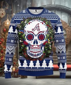 Atlanta Braves Skull Flower Ugly Christmas Ugly Sweater 3D Christmas Xmas Sweater